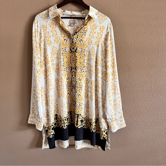 Chico’s Placed Scroll-Print Tunic Top Size 3 or XL - Picture 1 of 12